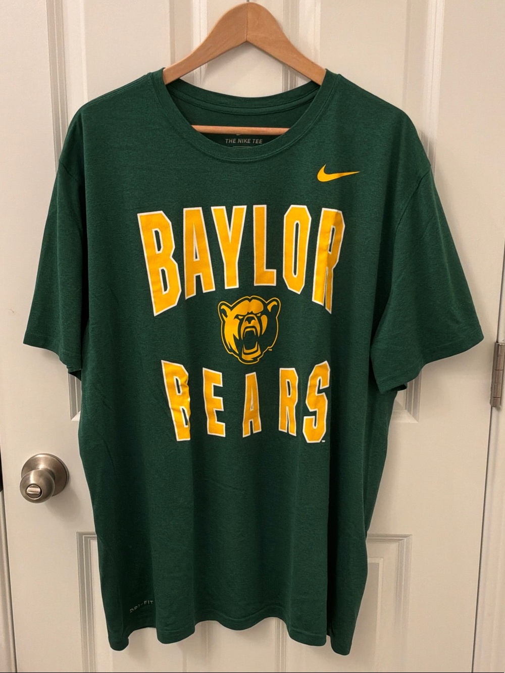 Nike Green Baylor Bears Short-Sleeve Logo Tee with Yellow Print